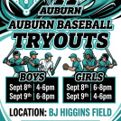 Auburn Baseball Tryouts September 8 and 9
